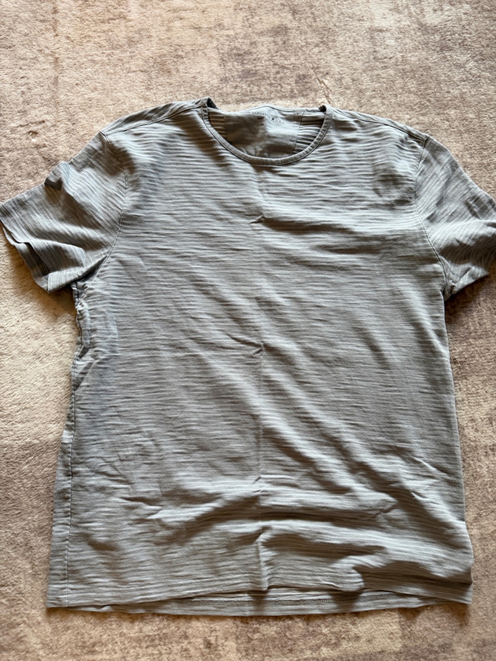 John Varvatos Star USA Grey Slub Striped Tee XL